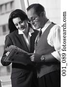 Business people reading