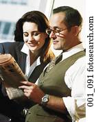 Business people reading