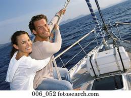 par, ligado, sailing barco