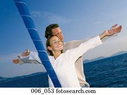 par, ligado, sailing barco