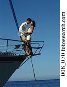 par, ligado, sailing barco