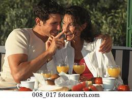 par, tendo, pequeno almoço