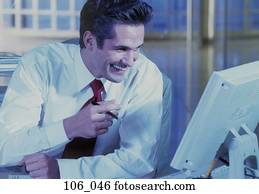 homem negócios, sorrindo