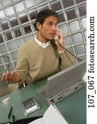 geschäftsmann, reden telefon