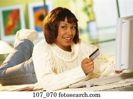 mulher, internet-internet-shopping