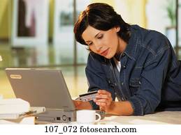 mulher, internet-internet-shopping