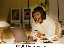 mulher, internet-internet-shopping