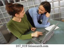 mulheres, em, escritório