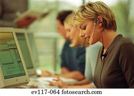 Woman in call centre