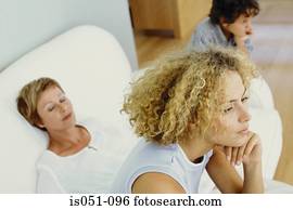 mulher, com, filho, e, sogra