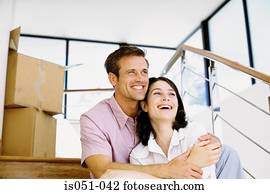 Young couple in their new house Young couple in their new house