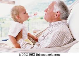 grandad, com, neto, em, um, rede