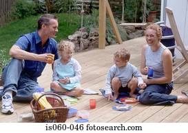 família, em, jardim