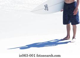 surfista, ligado, praia