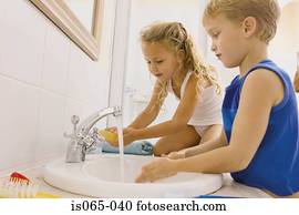Children washing hands