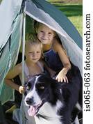 crianças, acampamento