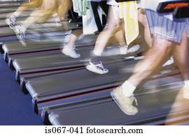 pessoas, ligado, treadmills