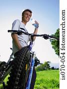 homem, com, bicicleta montanha