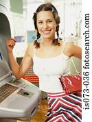 menina, em, terminal internet