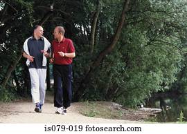 homens, andar, em, madeira