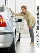 mulher, escolher, um, car