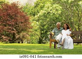 par, ligado, banco parque