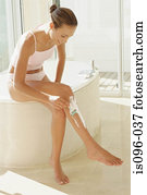 mulher, raspar, perna