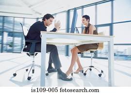 homem negócios, e, executiva, em, reunião