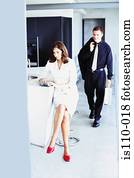 man en vrouw, in, bureau