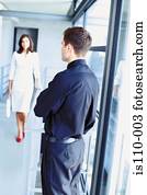 mann frau, in, büro