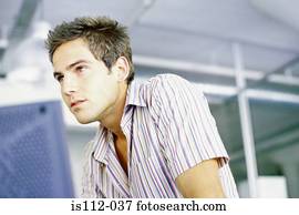 homem, em, um, escritório