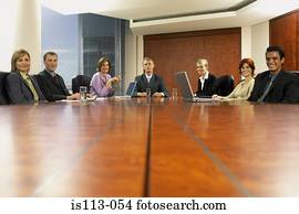 businesspeople, em, sala reuniões