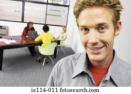 businesspeople, in, versammlung