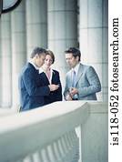 Businesspeople outside office