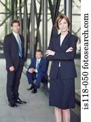 Businesspeople outside office