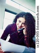 mulher, ligado, telefone