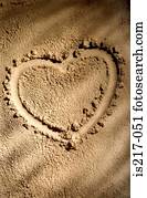 forma coração, ligado, areia