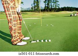 homem, golfe jogando