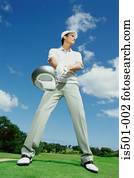 homem, golfe jogando