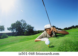 homem, golfe jogando