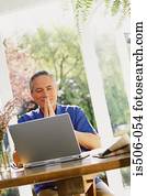 Man using laptop computer