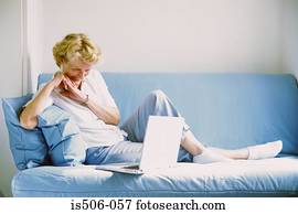 Woman using laptop computer