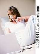 Woman using laptop computer