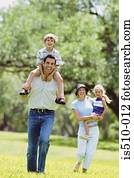 Family walking in the park