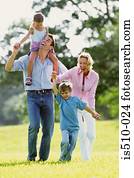 Family walking in the park