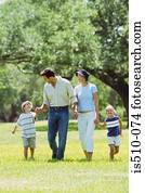 Family walking in the park