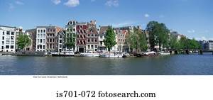 vista, de, canal, amsterdão, países baixos