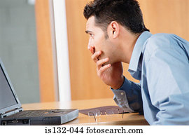 homem negócios, em, escritório