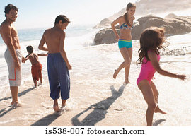 família, ligado, feriado verão