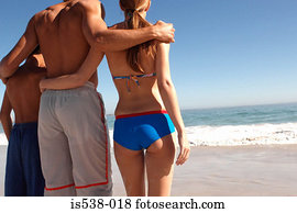 família, ligado, feriado verão